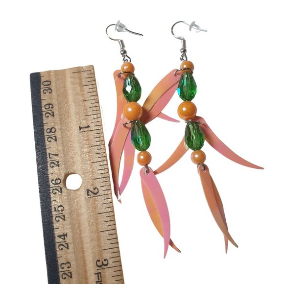 Handmade By Donovan Earrings Boho Bead Dangle Artisan Upcycled Twice Loved - Picture 4 of 6